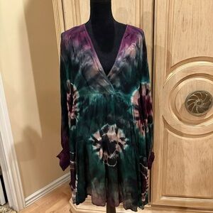 YOUNG FABULOUS & BROKE Women’s Dress Tie Dye Cape Layered Lined